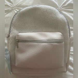 mini white wool backpack